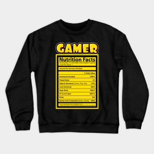 'Gamer Nutrition Blue Label Facts' Video Gamer Gift Crewneck Sweatshirt